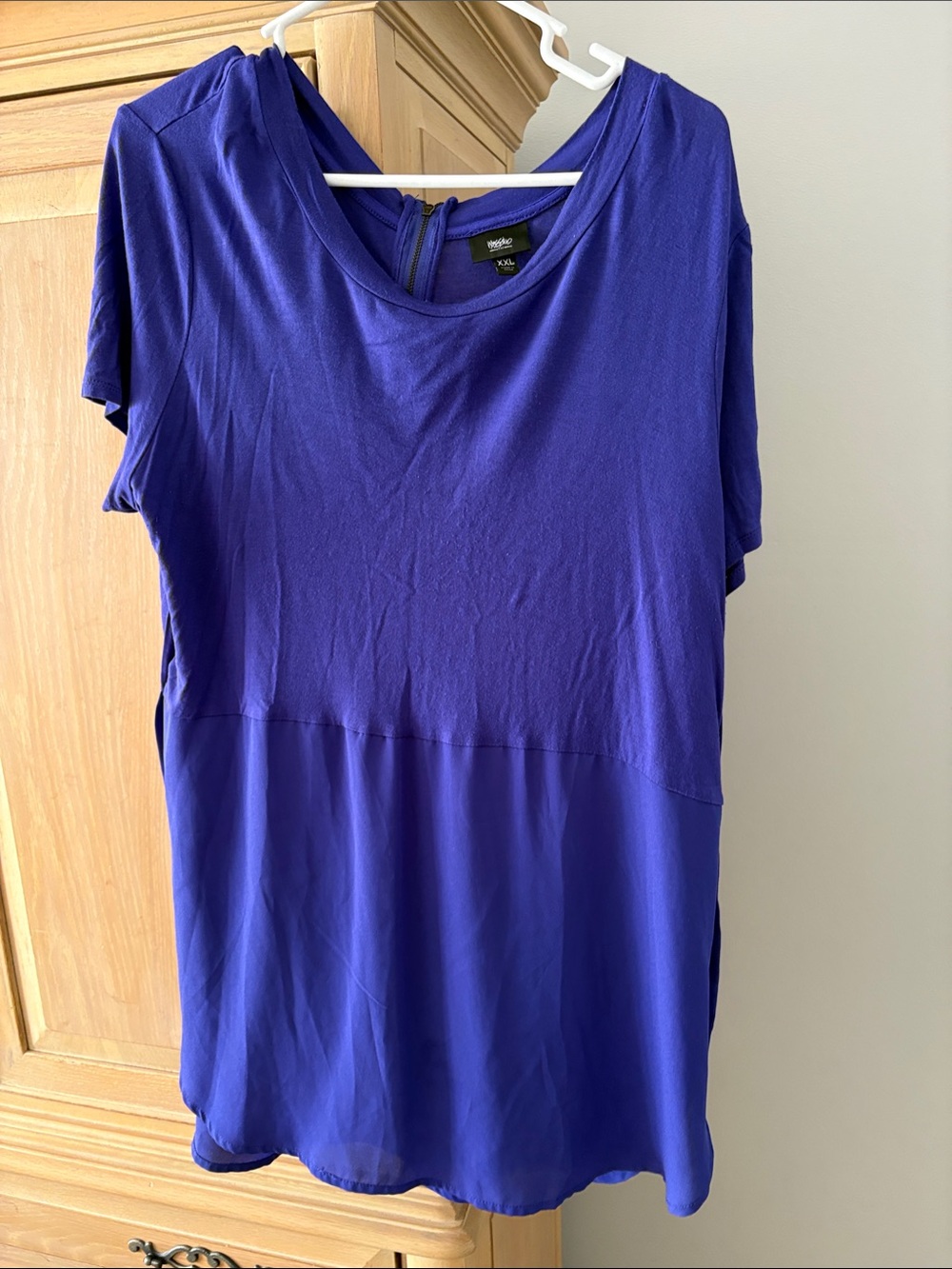 Massimo Violet Short Sleeve Mixed-Fabric Tee